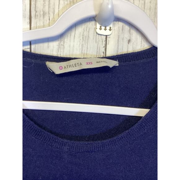 Athleta Merino Wool Sweater Dress XXS Purple Blue Long Sleeve Knit Mini Women’s - Picture 7 of 7